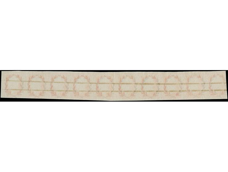 ½ Sgr. orange im waagerechten 10er-Streifen, die 4 rechten Werte mit Druckausfall in der unteren Randlinie, farbfrisch, der l