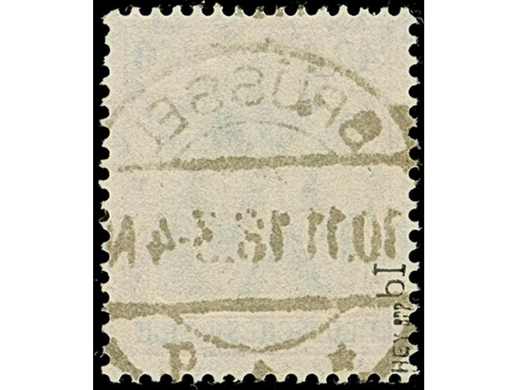 1916, Germania 50 C. auf 40 Pfennig karminrot/lilarot schwarz, Zwischenraum 0,8mm, sauber gestempelt “BRÜSSEL 10.11.18”, tade