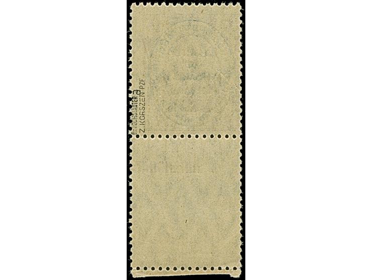 1920, Aufdruckausgabe im Hochoval 15 Pfennig braunrot, unten mit kompletten, gezähnten Leerfeld in Markengröße, postfrisch, t