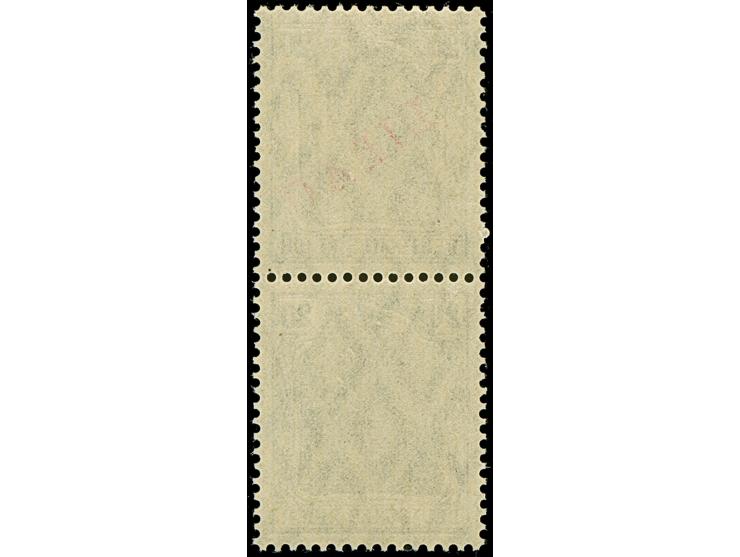 1919, Aufdrucktype II: Germania 20 Pfennig dunkelviolettblau mit rotem Aufdruck, senkrechtes Paar, dabei die untere Marke ohn