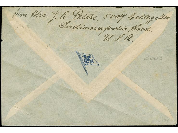 “DSP LINIE BREMEN-NEW YORK c 14.9.23” (D. Bremen), zweimal klar auf waagerechtem Paar Ziffer 100000 M. mit Wasserzeichen 2 au