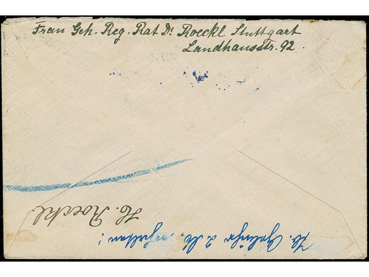1915, Germania 20 Pfg. mit Stempel “STUTTGART No. 2 2.JAN.17” auf Tauchbootbrief mit Leitstempel “via San Francisco” via Brem