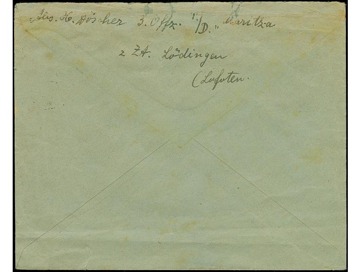 “DSP HAMBURG-LEVANTE f 24.8.36” (D. Maritza) klar auf Hindenburg 25 Pfg. auf Brief mit rotem Rahmenstempel “Paquebot” via Nar