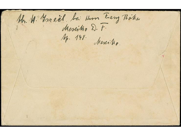 “DSP HAMBURG-AMERIKA LINIE 7.11.23” zweimal klar auf senkrechtem Dreierstreifen Korbdeckel 10 Mio. M. gezähnt auf Vordruckbri