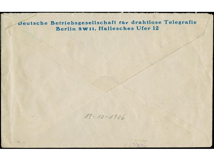 1926, “DSP HAMBURG-SÜD HAMBURG-SÜDAFRIKA 19.10.26 MONTE SARMIENTO M.-S. D-O." Flaggenstempel klar auf Adler 5 Pfg. und zwei E