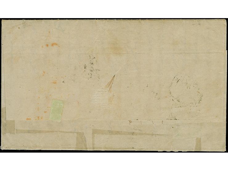 1854, kompletter Faltbrief mit Absenderstempel “P.A. MILBERG HAMBURG” nach London expediert. Ab dort befördert mit rotem EKr.