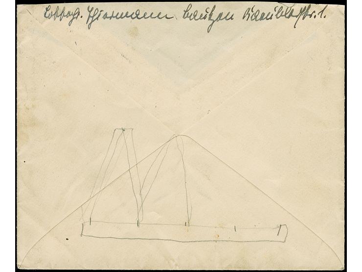 “Aus dem Dampferbriefkasten Memel-Cranzbeek” violetter L2 als Entwerter auf zwei Einzelmarken Litauen 15 C. rosa auf Brief mi