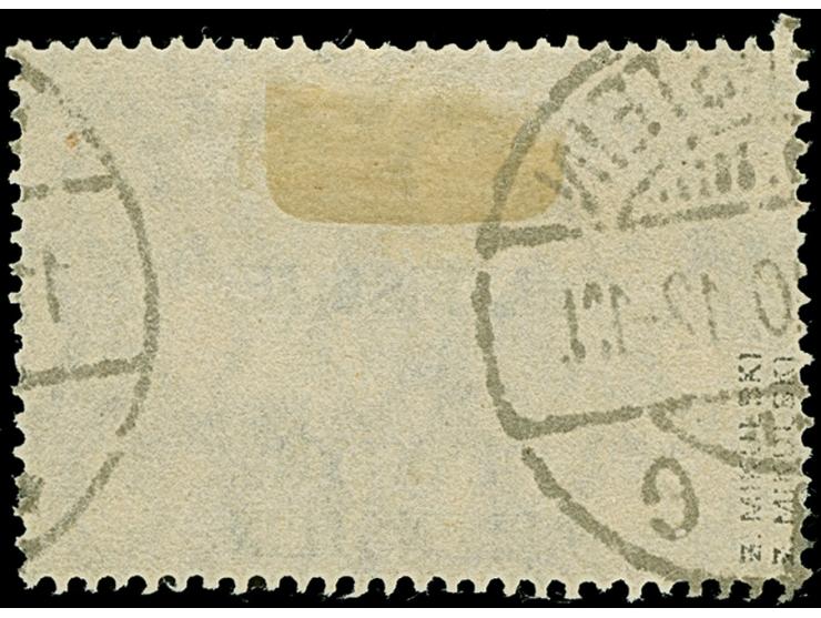 1920, Germania 3 Mark mit doppeltem Aufdruck, farbfrisch und üblich gezähnt, sauber gestempelt, winzige Druckspur, sonst tade