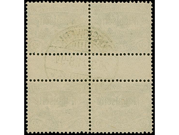 1921, Plebiscite 20 Pfennig kobaltblau, Viererblock mit zwei senkrechten Zwischenstegpaaren, farbfrisch und gut gezähnt, saub