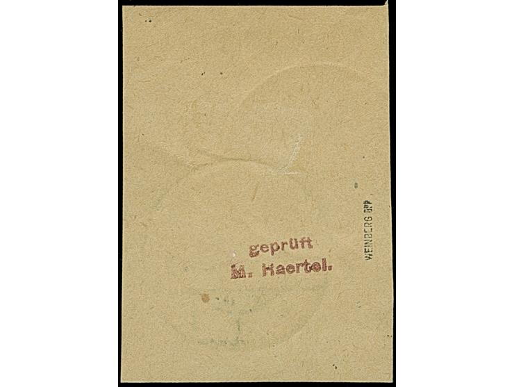 1920, Nationalversammlung 15 Pfennig siena/schwärzlichtürkisblau, farbfrisch und gut gezähnt, sauber mit Stempel “OPPELN 19.2