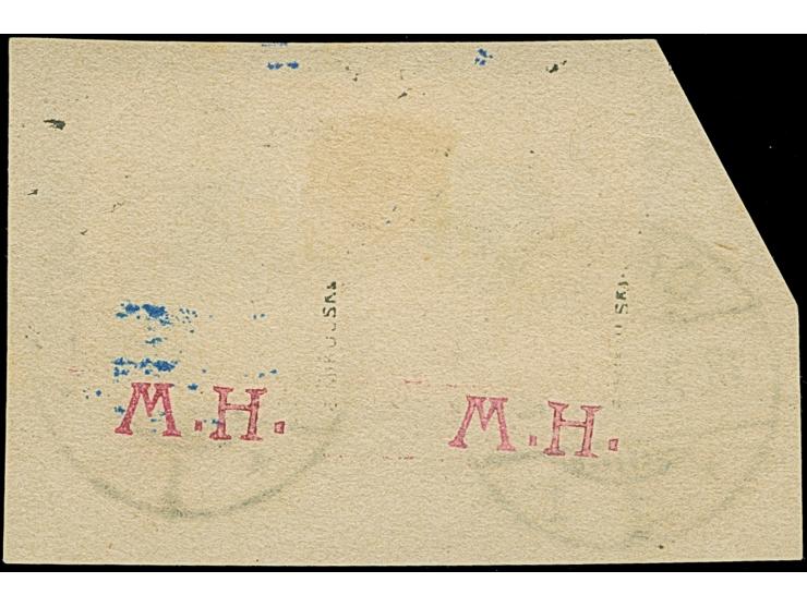 1920, Germania 7½+5 Pfennig im waagerechten Zusammendruck, farbfrisch und gut gezähnt, unten übliche Heftchenzähnung, sauber 