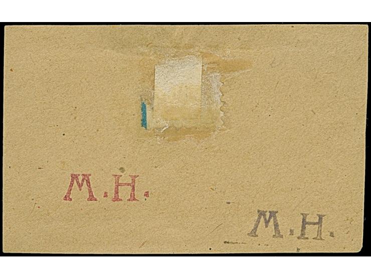 1920, Germania 10+15 Pfennig im waagerechten Zusammendruck, dabei die 10 Pfennig mit blauem und die 15 Pfennig mit rotem Hand