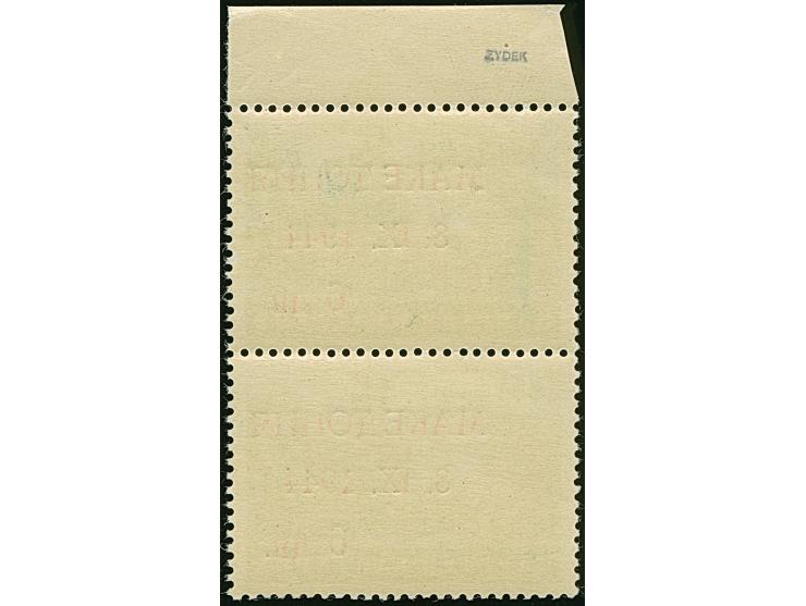 6 L. auf 15 St. mit Aufdruck in Type II mit der Platte der 6 L. auf 10 St. (Wertziffer “6” statt “9”) im senkrechten Paar mit