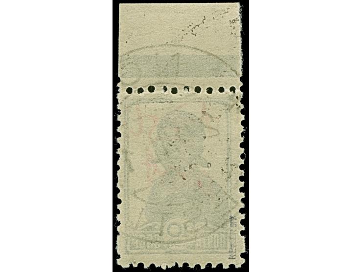 1941, “Eesti post”, handschriftlicher Aufdruck in roter Tinte: 10 Kopeken, Oberrandstück, farbfrisch und gut gezähnt, sauber 