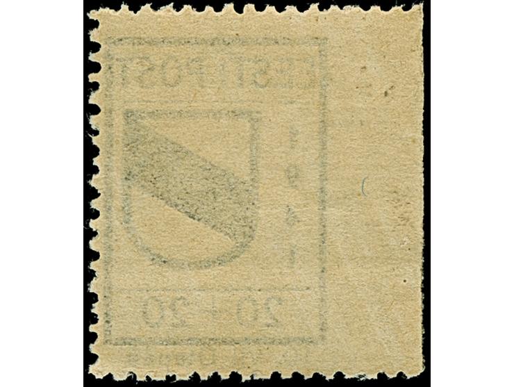 1941, Wappenschild 20 Kopeken, gezähnt, Type II, farbfrisch und gut gezähnt, mit fehlendem Blaudruck, links ungezähnt, postfr