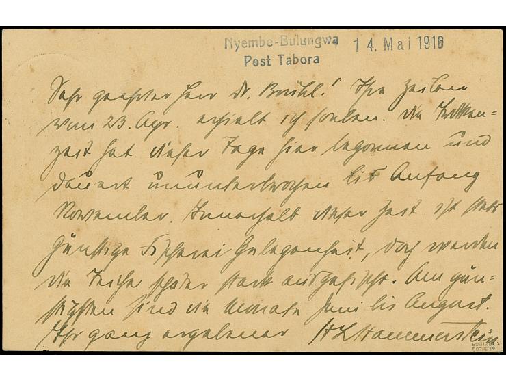 1916, “NYEMBE-BULUNGWA Deutsch-Ost-Afrika 15.Mai.1916”, privater Absenderstempel vom Geschäftsführer der Usumbwa-Compagnie au