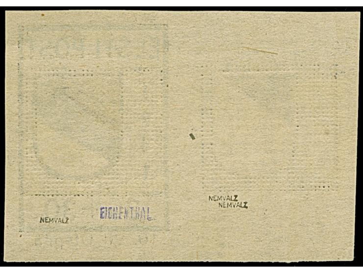 1941, Wappenschild 30 Kopeken, geschnitten, Type II, waagerechtes Paar, die linke Marke ohne Schwarzdruck, postfrisch mit kle