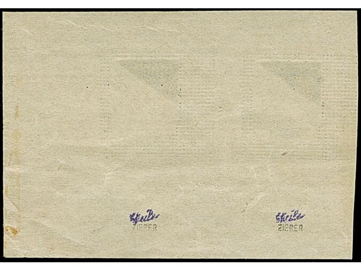 1941, Wappenschild 30 Kopeken, geschnitten, Type II, waagerechtes Paar ohne Schwarzdruck, ungummiert, winzig geknittert, sons