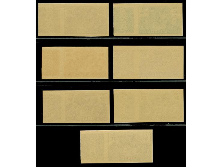 1935, 50th anniversary 50 c.- 5 fr. imperforated with the right sheet margins, mint never hinged, very fine (COB 3500,-€)