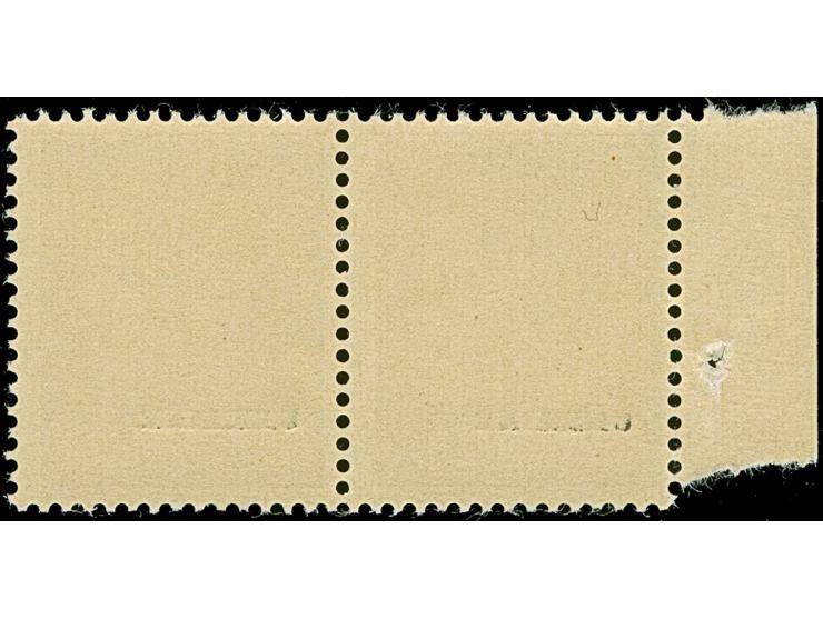 1941, Hitler 5 Pfennig, waagerechtes Paar mit linkem Seitenrand, die linke Marke mit seltenem Plattenfehler "ovaler Bruch lin