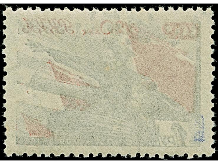 1942, Aufdrucktype III Hakenkreuz 4mm: 10 Rubel auf 1 Rubel schwarz/dunkelrot, farbfrisch und üblich gezähnt, sauber mit L1 “