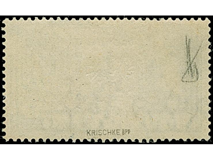 1944, Flugpost-Eilmarke 2 Lire schwarzgrautürkis, mit Probeaufdruck mittig statt links, postfrisch, tadellos, u.a. sign. Kris