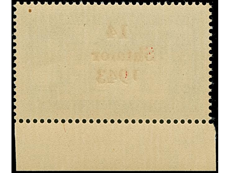 3 Frank schwarzolivbraun, Unterrandstück mit Aufdruckfehler “kurze 1 in 1941” von Aufdruckfeld 48, postfrisch, tadellos, selt