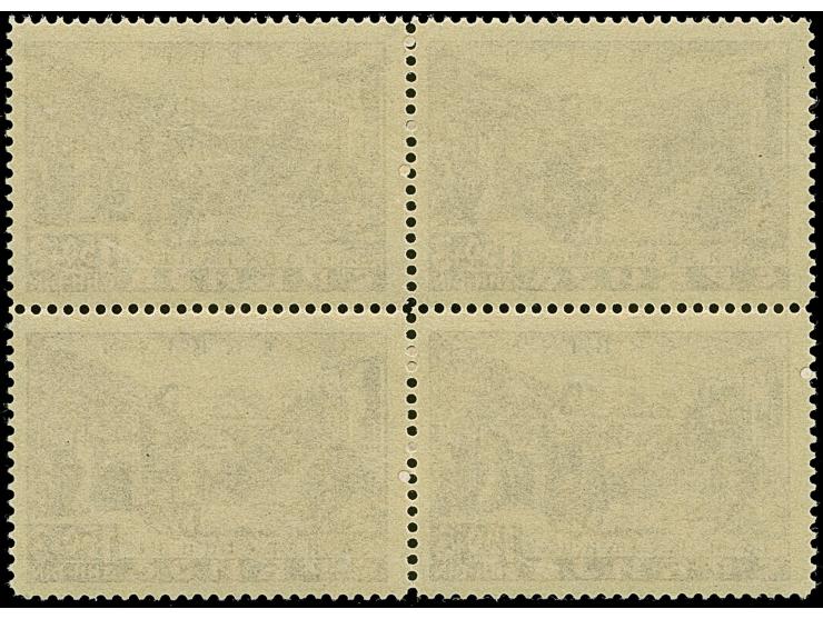 1941, Semendria 1,50+3 Dinar schwärzlichgraulila, gez. L12½, Viererblock, die linke untere Marke mit Abart “große weiße Stell