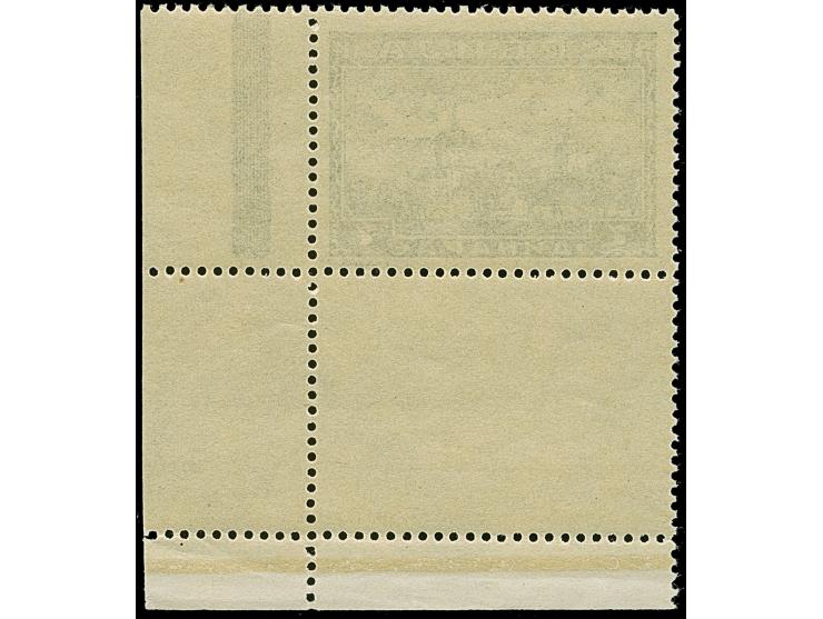 1942, Serbische Klöster 7 Dinar schwarzgraugrün, aus der rechten unteren Bogenecke mit vollständig gezähnten Leerfeld in Mark