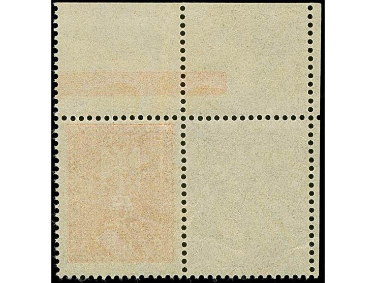 1942, Serbischer Doppeladler 6 Dinar dunkelrötlichoranyge, aus der linken oberen Bogenecke mit vollständig gezähnten Leerfeld