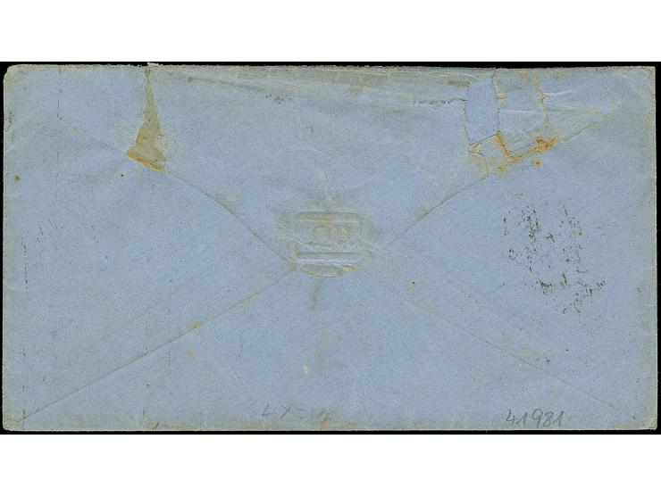 "RIEMSLOH 30 8 67", Grotesk-EKr. auf unbezahltem Briefkuvert mit nebengesetztem DKr. "AACHEN 5cts 1 9" nach Ohio, USA, mit Ei