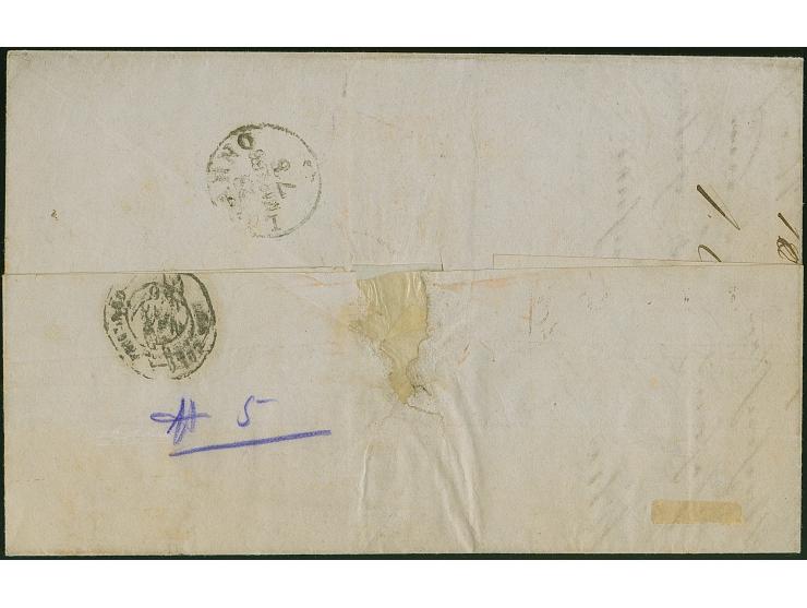 6 Pfg. orange, durch fast fehlenden waagerechten Durchstich teils Scherentrennung, abwechselnd geklebt mit 4 Einzelwerten 2 S