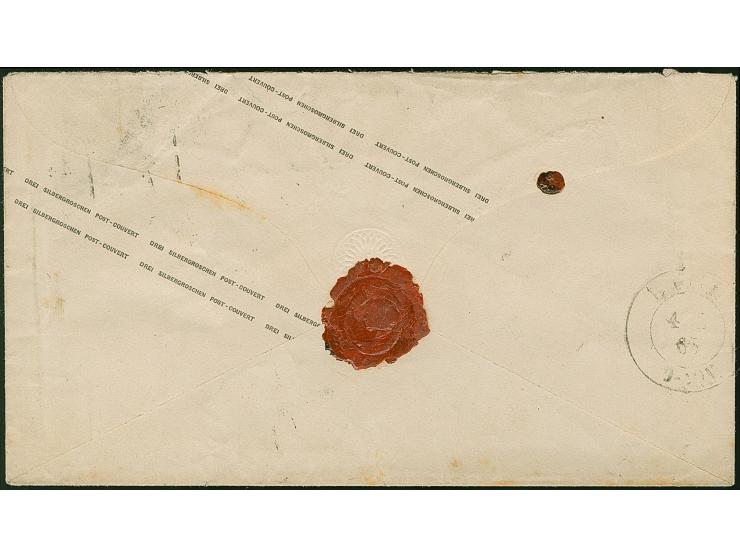Umschlag 3 Sgr. ocker mit sauber auf- und nebengesetztem Ra3 "BERLIN POST-EXP.7. 3/2.65" an den Kabinettsrat Dr. Ernst Eduard