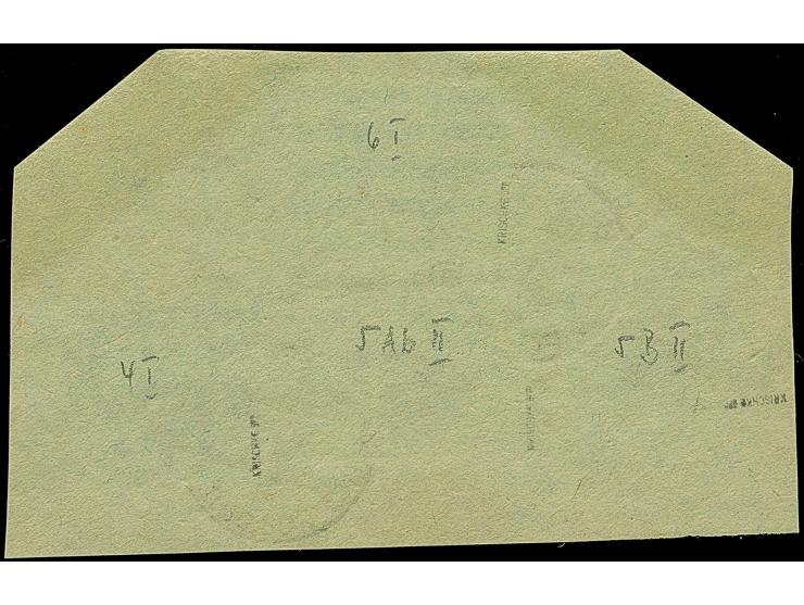 1941, Kontrollzeichen mit Aufdruck 50 K. und 3 Krb. sowie 1,50 Krb. geschnitten sowie gezähnt auf waagerecht gestreiftem Papi