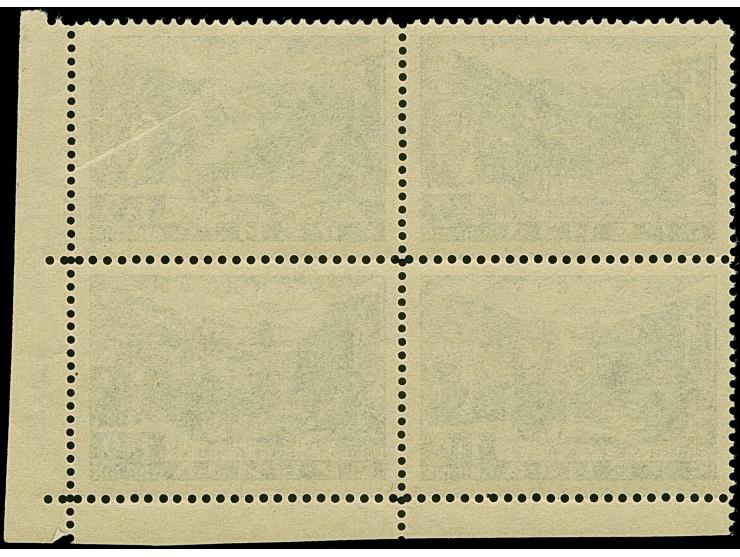 1941, Semendria 1 Dinar dunkelgrün, Viererblock aus der rechten unteren Bogenecke, dabei Plattenfehler "fehlendes S im Steche