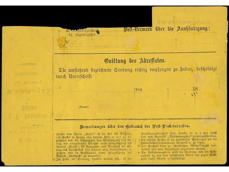 1874, 1 M. gezähnt, 4 Paare und 5 Einzelstücke, zusammen mit 2 Einzelwerten 3 Kr. rosa, mit EKr. "WEISSENBURG 22/12" auf unte