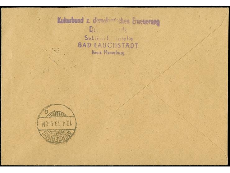 1952, Persönlichkeiten 80 Pfg. auf gestrichenem Papier mit Lacküberzug, zusammen mit Pieck 5 Pfg., sauber mit Stempel “BAD LA