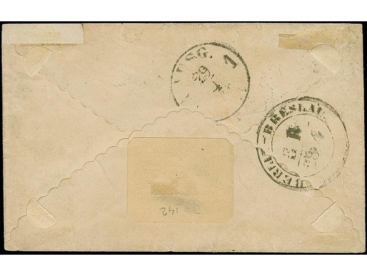 3 Sgr. auf gelb, links oben winzig berührt, sonst voll- bis breitrandig, mit klar aufgesetzter Nr. "183" und sauber nebengese