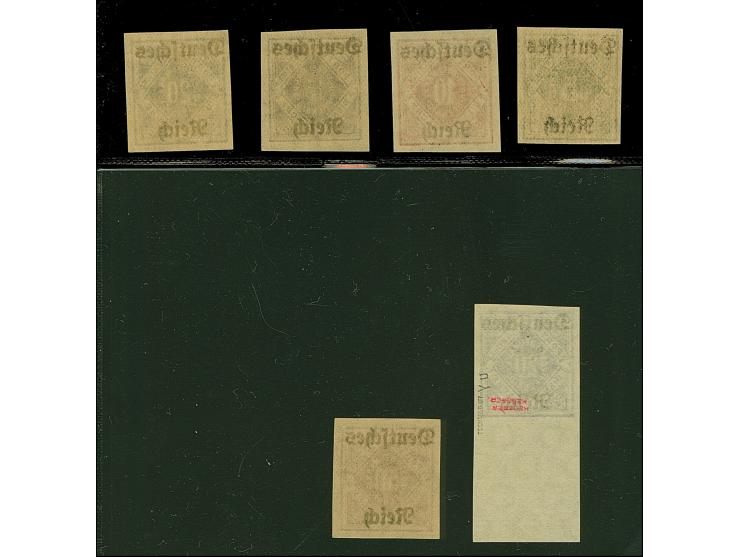 1920, 5-50 Pfg. ungezähnt kpl. inkl. 20 Pfg. mit beiden Wasserzeichen, postfrisch, in tadelloser Erhaltung. Die 20 Pfg. mit W