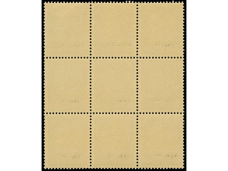 1941, Hitler 3 Pfennig, 9er-Block, dabei die mittlere Marke mit Aufdruckfehler “UKRAIN”, postfrisch, tadellos , sowie Kurzbef