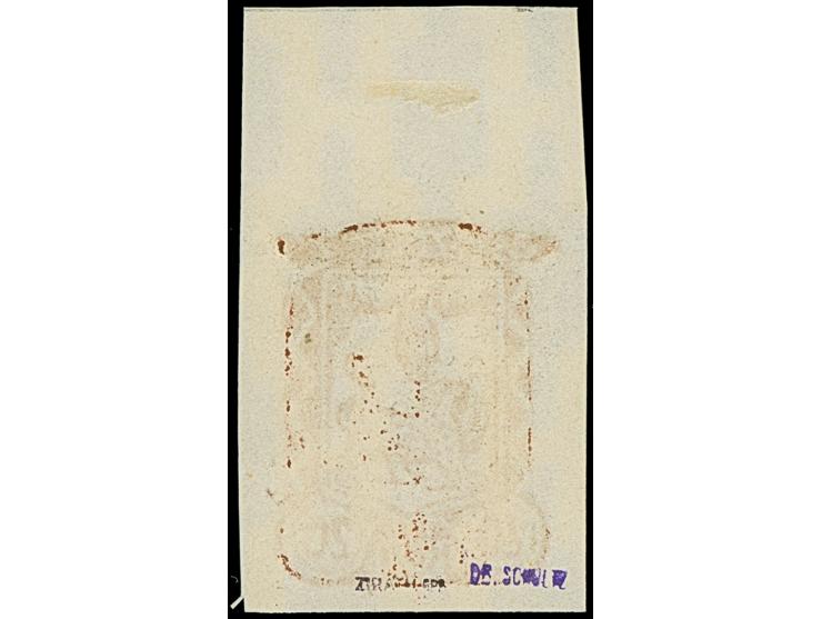 1941, Stadtwappen 20 Kopeken rot, ungezähnter Probedruck mit Oberrand auf weißem Papier mit Wasserzeichen "stehende Querrecht