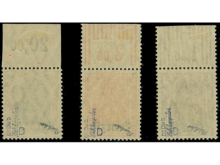 Nicht ausgegeben: Germania 5-40 Pfennig, je als Oberrandstück, postfrisch, alle im Rand mit Falzrest, tadellos, u.a. sign. Du