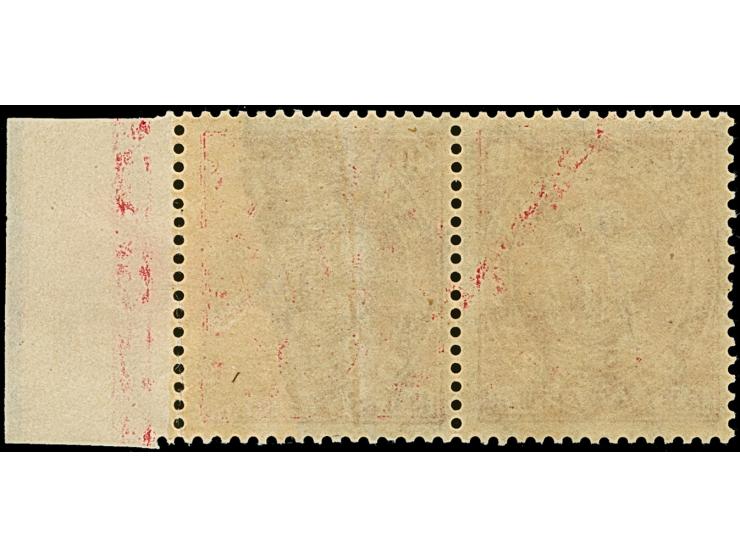 1921, Kogge 40 Pfennig, waagerechtes Seitenrandpaar,mit geklebter Papierbahn bei der rechten Marke und dem Seitenrand, postfr