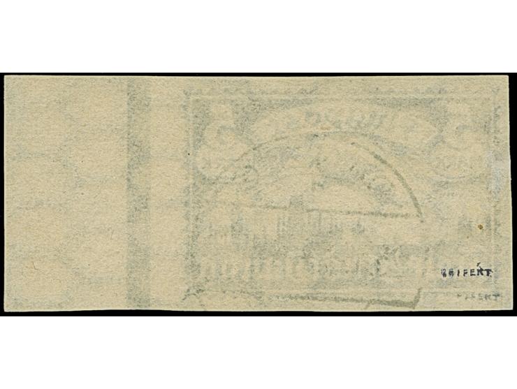 1921, Flugpost 5 Mark, liegendes Wasserzeichen, breitrandig ungezähnt mit rechtem Seitenrand, sauber gestempelt “DANZIG 1 y 2