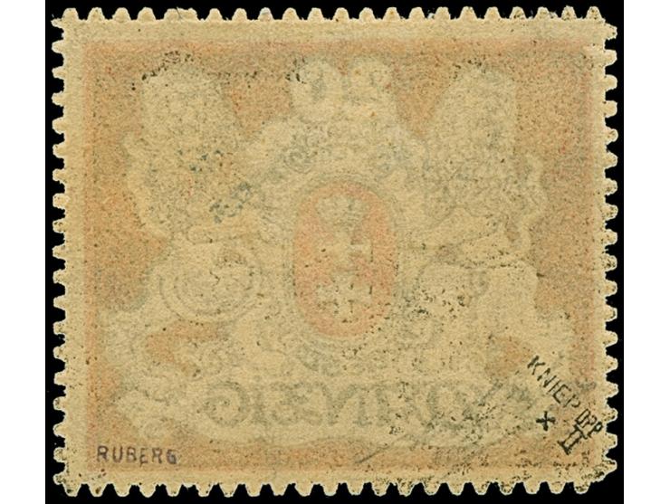 1921, Großes Staatswappen 20 M., Probedruck auf Papier mit stehendem Wasserzeichen und violettem Rosettenunterdruck, sauber u