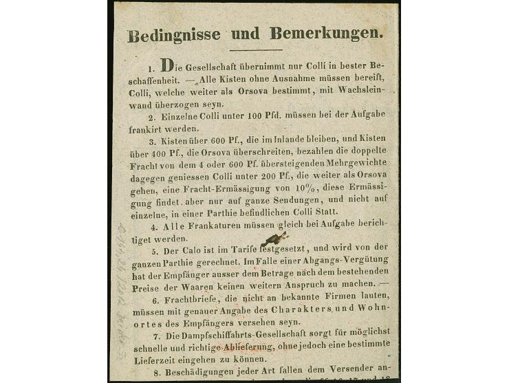 1844, unvollständige gedruckte Quittung der Dampfschiffahrts-Gesellschaft, innen datiert “Wien, 3 April 1844”, betreffend den
