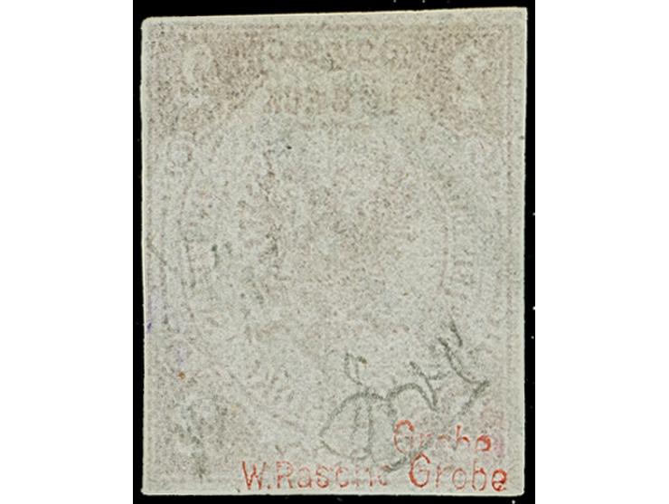 1859, 2 Sch. rötlichbraun, der Fehldruck mit Inschrift “ZWEI EIN HALB”, farbfrisch und allseits voll- bis breitrandig geschni