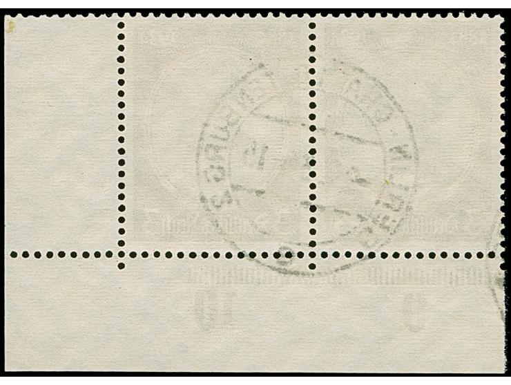 1934, Kolonialgedenkfeier 3 Pfg. dunkelrötlichbraun/siena im waagerechten Paar aus der rechten unteren Bogenecke mit sehr kla