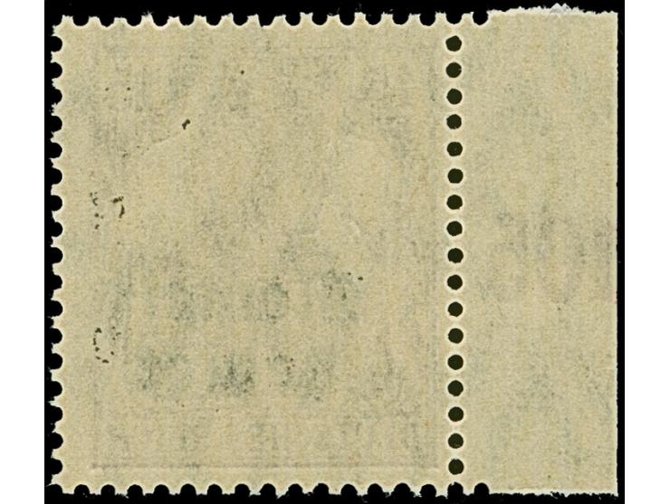 1920, Germania 15 Pfennig braunlila, senkrechte Gummiriffelung, linkes Seitenrandstück, postfrisch, tadellos, Fotoattest Huyl