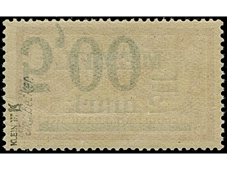 1922, 5,00 auf 2 mark auf 60 Centime, kopfstehender Aufdruck, 1921, postfrisch, oben eine Zahnspitze verkürzt, sonst tadellos